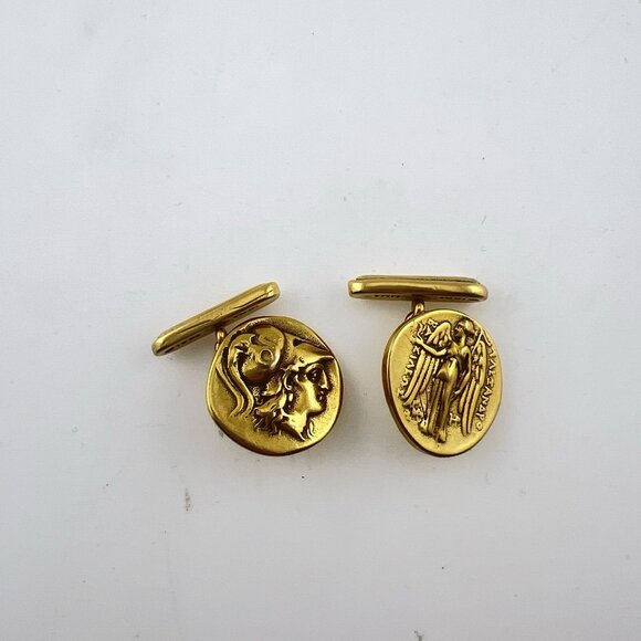 Metropolitan Museum of Art MMA Cufflinks Coin Greco Roman Greek Gold Plated - Picture 2 of 9